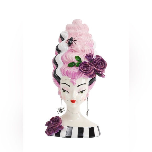 Pink Gothic Bride of Frankenstein Halloween Bust Statue - Picture 1 of 2